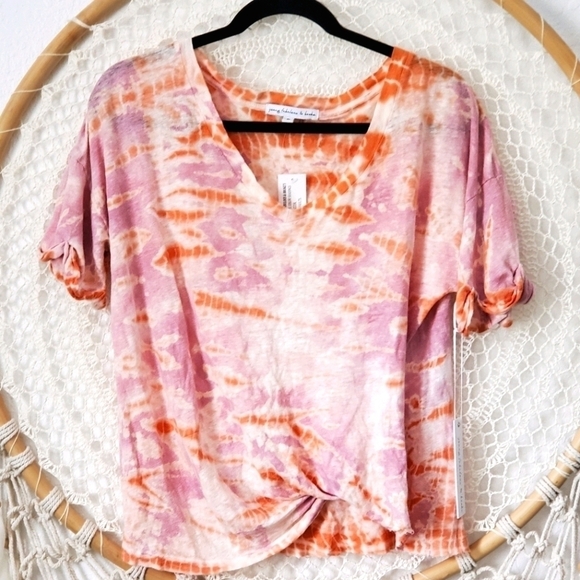 NWT YFB Tie Dye Linen Blend Twister T-Shirt - Picture 2 of 7